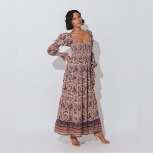 Cleobella Felicity Ankle Dress Laurel Long Sleeve Size M